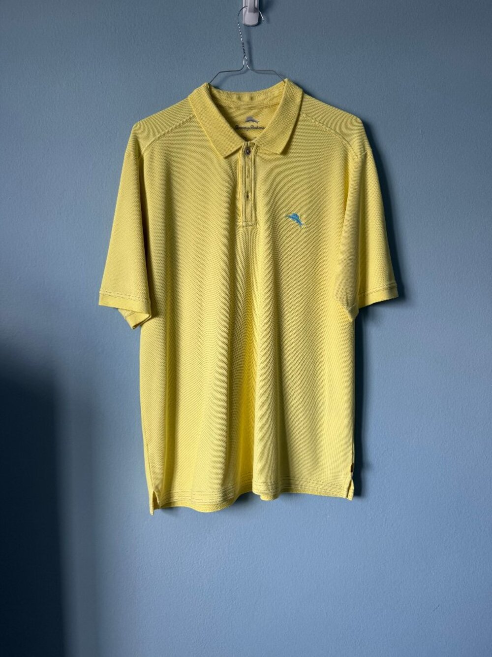Tommy Bahama Emfielder Polo Shirt Mens Large Yellow Marlin Logo Short Sleeve
